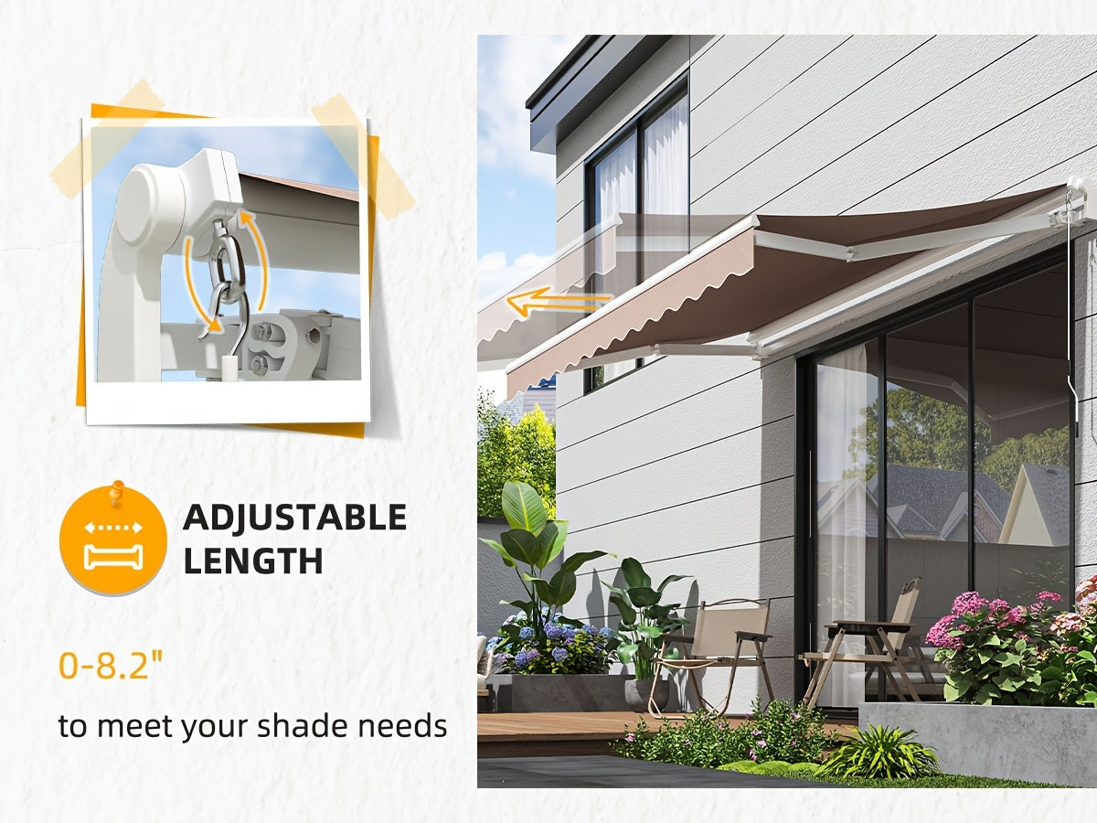 Patio Retractable Awning Sunshade Shelter Cover, Outdoor Patio Awnings for Shop, Restaurant, Cafe, Courtyard, Balcony