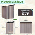 6' X 4' Metal Lean-to Storage Shed, Outdoor Side Storage Cabinet for Patio, Garden, And Lawn (Brown)