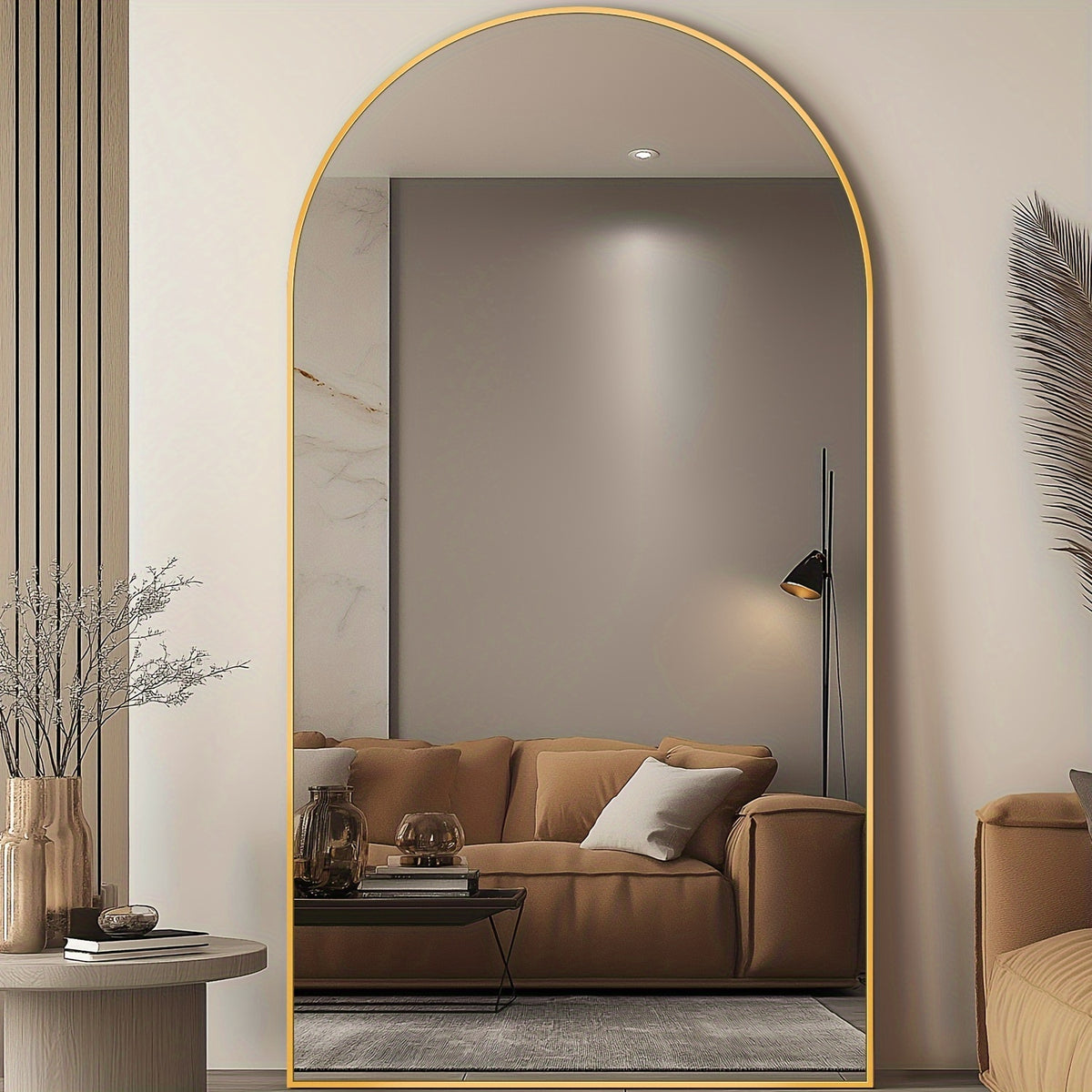Full Length Mirror, 41"x81" Arched Floor Mirror Freestanding, Oversized Floor Standing Mirror Full Body Mirror with Stand for Bedroom, Hanging Mounted Mirror for Living Room Cloakroom