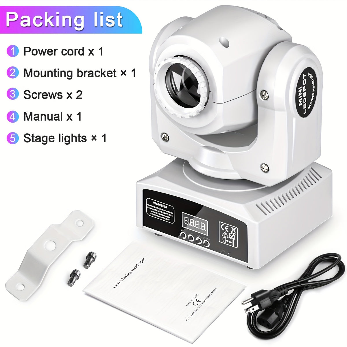 DJ Lights Moving Head Light 8 Color 8 GOBO Stage Light LED Spotlight DMX And Sound Activated Control for Wedding DJ Disco Parties Church Live Show Bar Christmas Lights