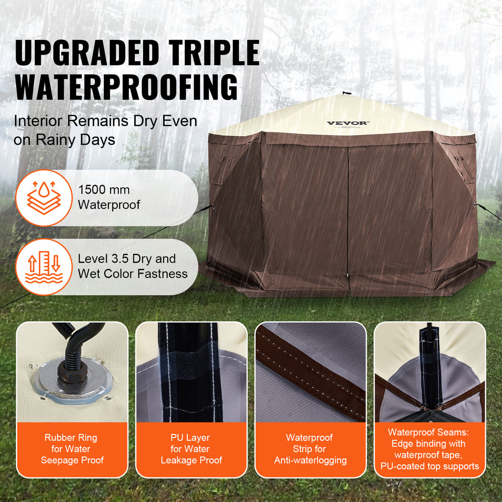 Pop-Up Screen Gazebo Tent by VEVOR, Removable Privacy Panels for Camping, Picnics and Backyard Gatherings