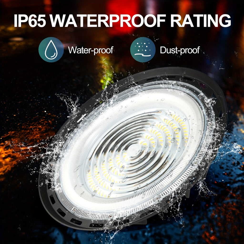 6pcs 500W UFO LED High Bay Light Fixture, 90-277V, High Bay LED Shop Lights, Cold White 6000K with 4ft US Plug, IP65 Commercial Bay Lighting for Warehouse Factory Barn Shop