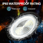 10pcs 200W UFO LED High Bay Light, Cold White 6000K, LED Commercial Lighting Fixtures, 90-277V, for Warehouse Garage Workshop Mall Factory Industrial Barn Gym, Dustproof And, with 4Ft US Plug