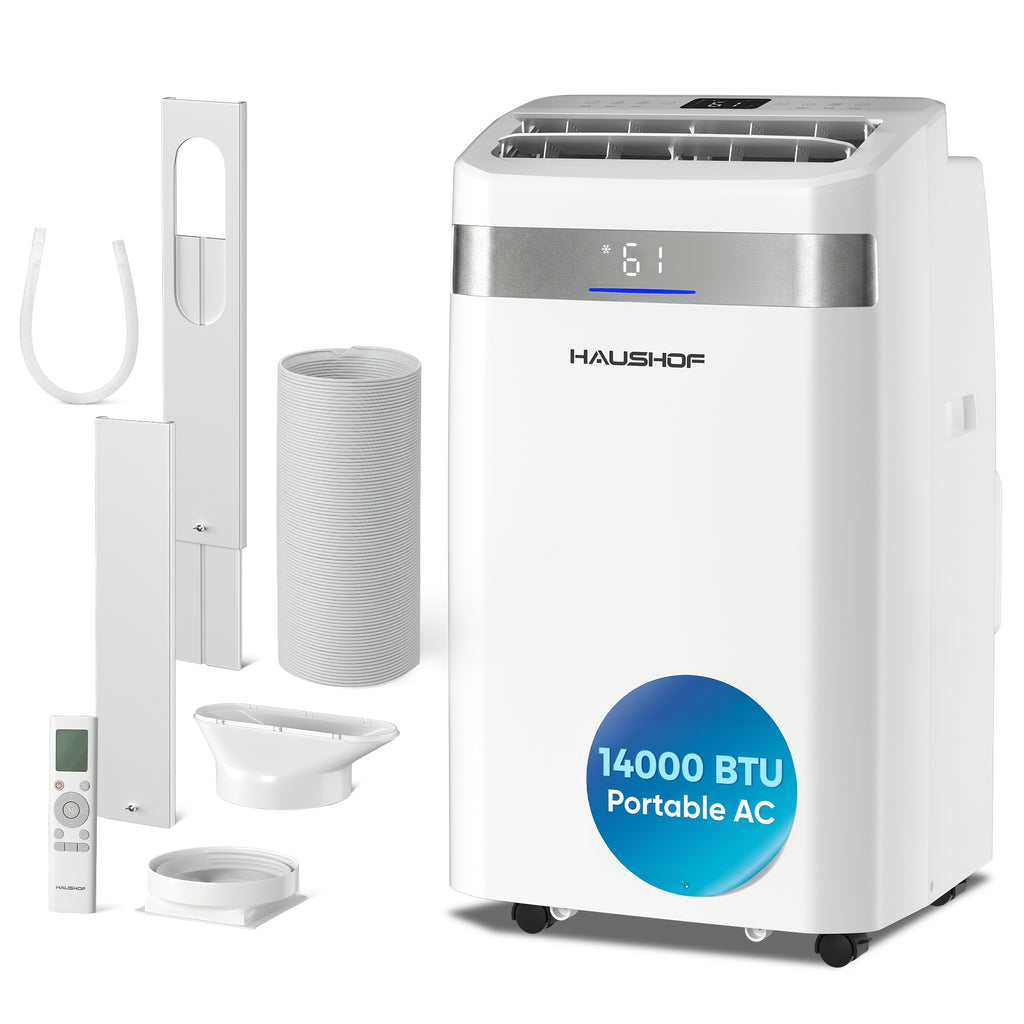 12000/14000 BTU Portable Air Conditioner, 4-In-1 Compact AC Unit for Home/Office, Cooling, Fan, Dry & Sleep Mode, AC with Auto Swing, Remote Control & Window Kit Included