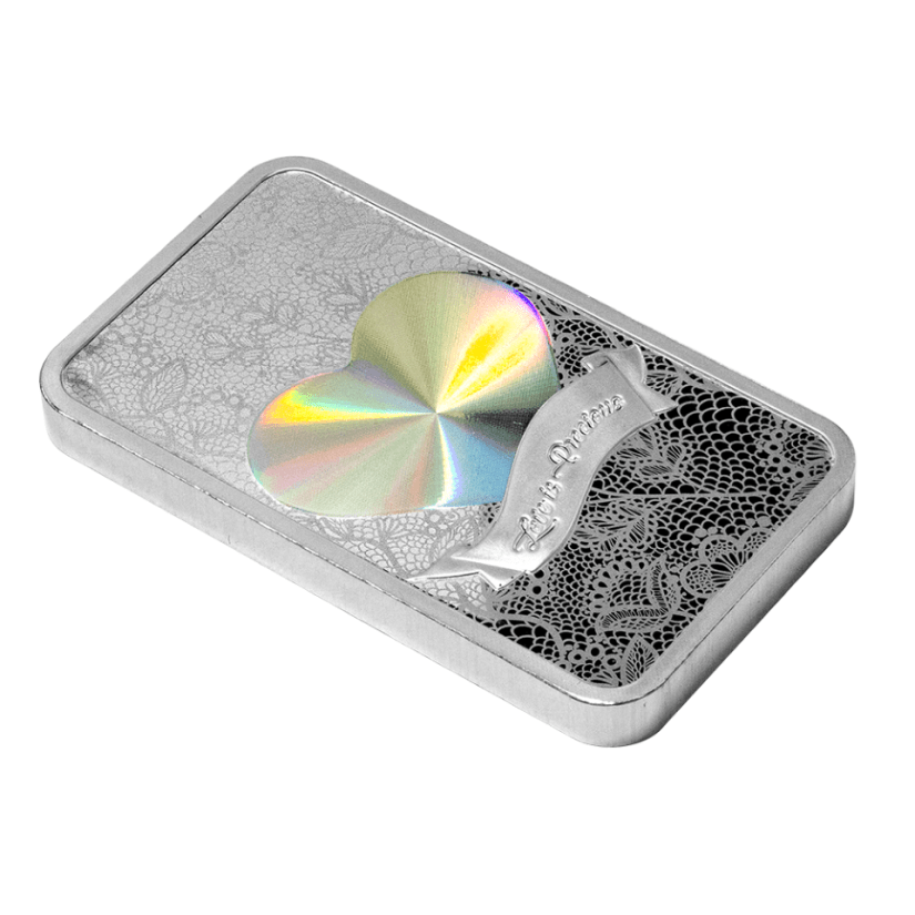 2024 Pamp Love is Precious Heart Holographic 50 Gram Silver Bar - In Assay