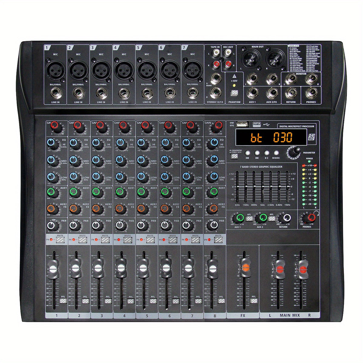 [Live Concert, Wedding DJ] Pro Audio Rack 8/ 12/ 16-Channel Mixing Console: Smartphone Wireless Control Via App, Studio-Grade 48V Phantom Power, 256 Multi-Fx with Parametric EQ | for Live Concert, Pub Stage, Wedding DJ And Corporate Events