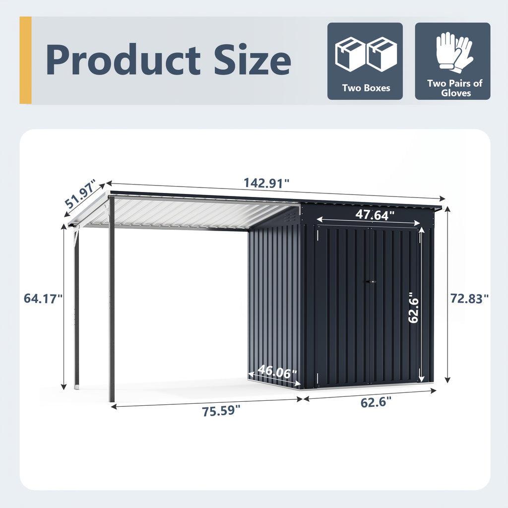 Outdoor Storage Shed, Metal Shed with Updated Frame Structure And Lockable Doors, Large Shed Upgrade Height Ideal for Garden, Backyard, Patio Utility And Tool Storage