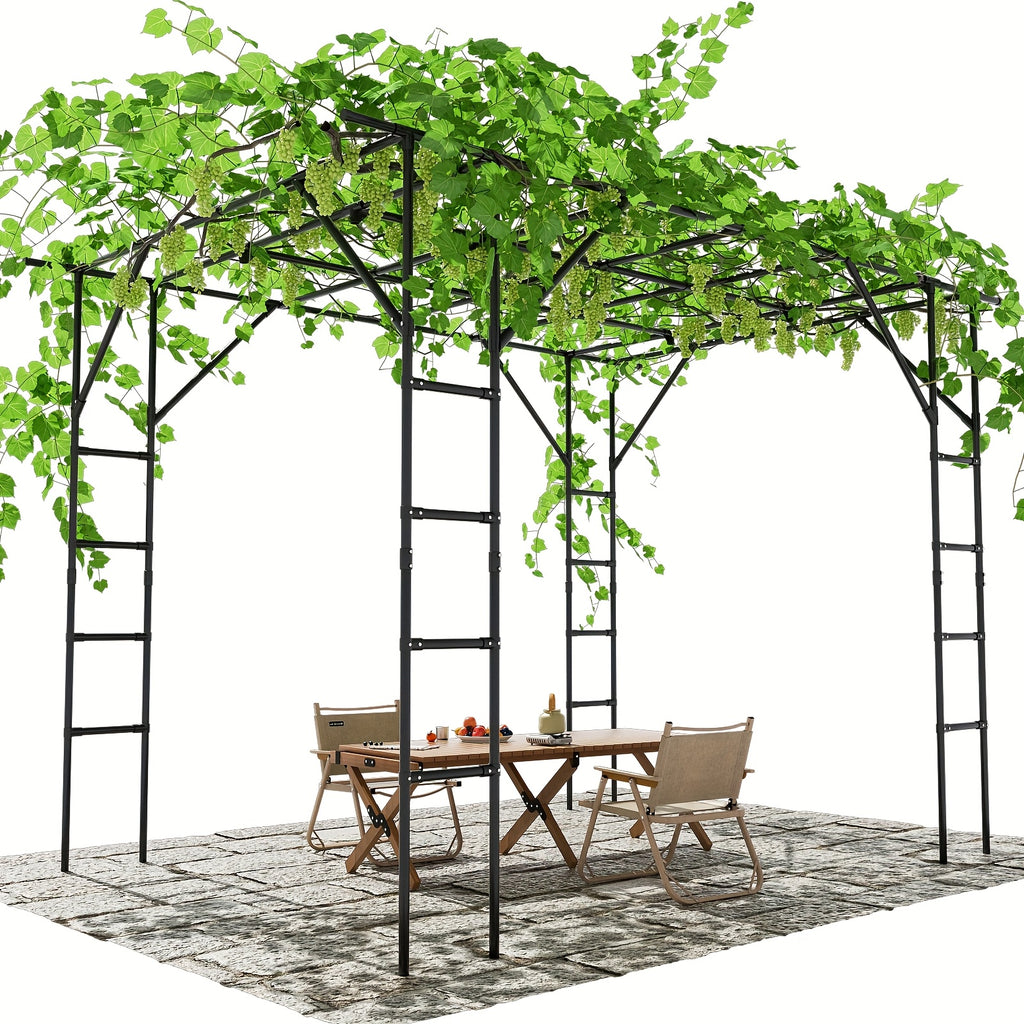 Grape Vine Support Arch Arbor, Garden Arch Trellis, Plant Climbing Pergola, Arbour Gazebo Trellis For Backyard Decoration, Black Rack For Vineyard
