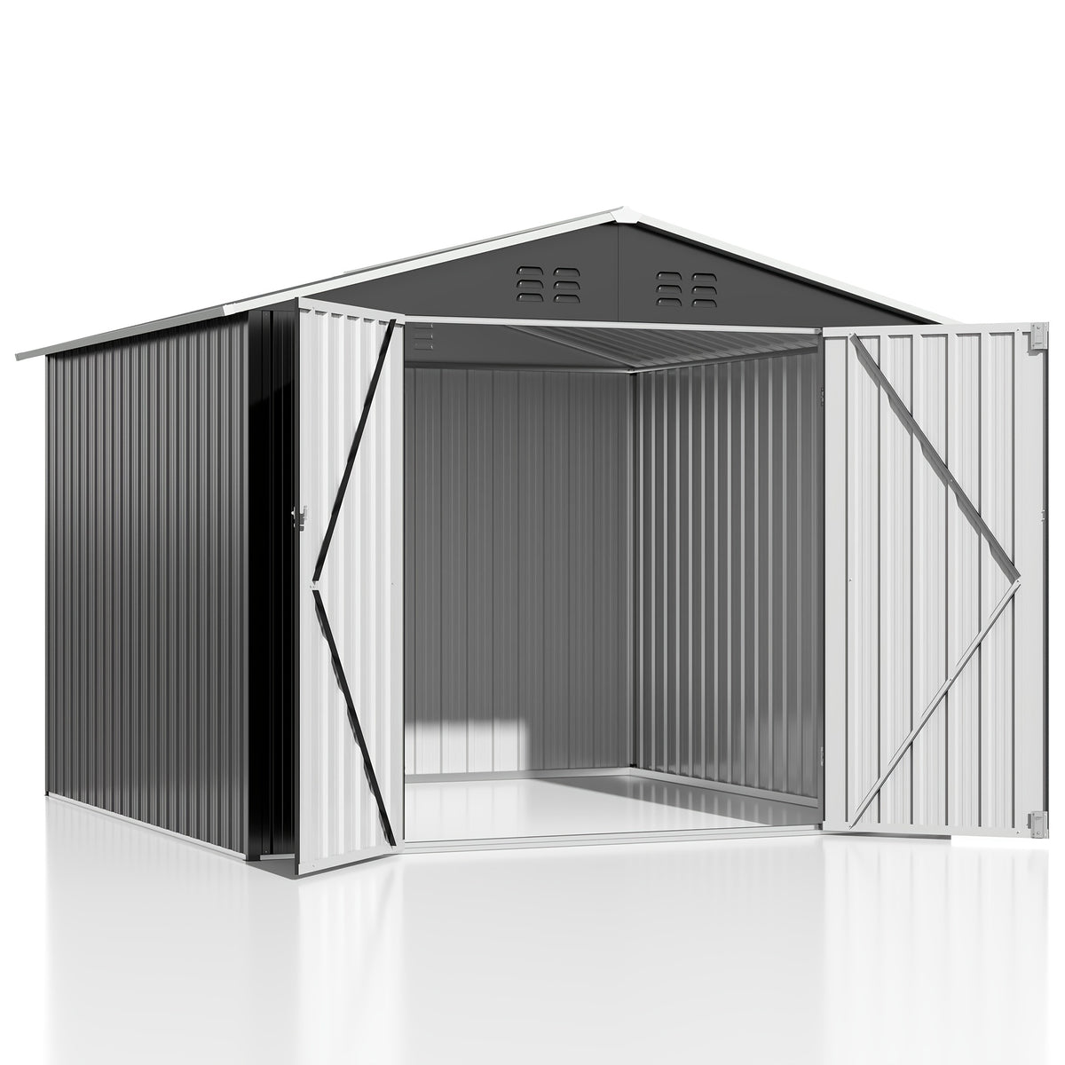 Paitomax Outdoor Storage Shed, Featuring an Improved Frame Design And Secure Lockable Doors, Metal Tool Shed Ideal for Your Backyard, Garden, Patio, Or Lawn, Grey Color