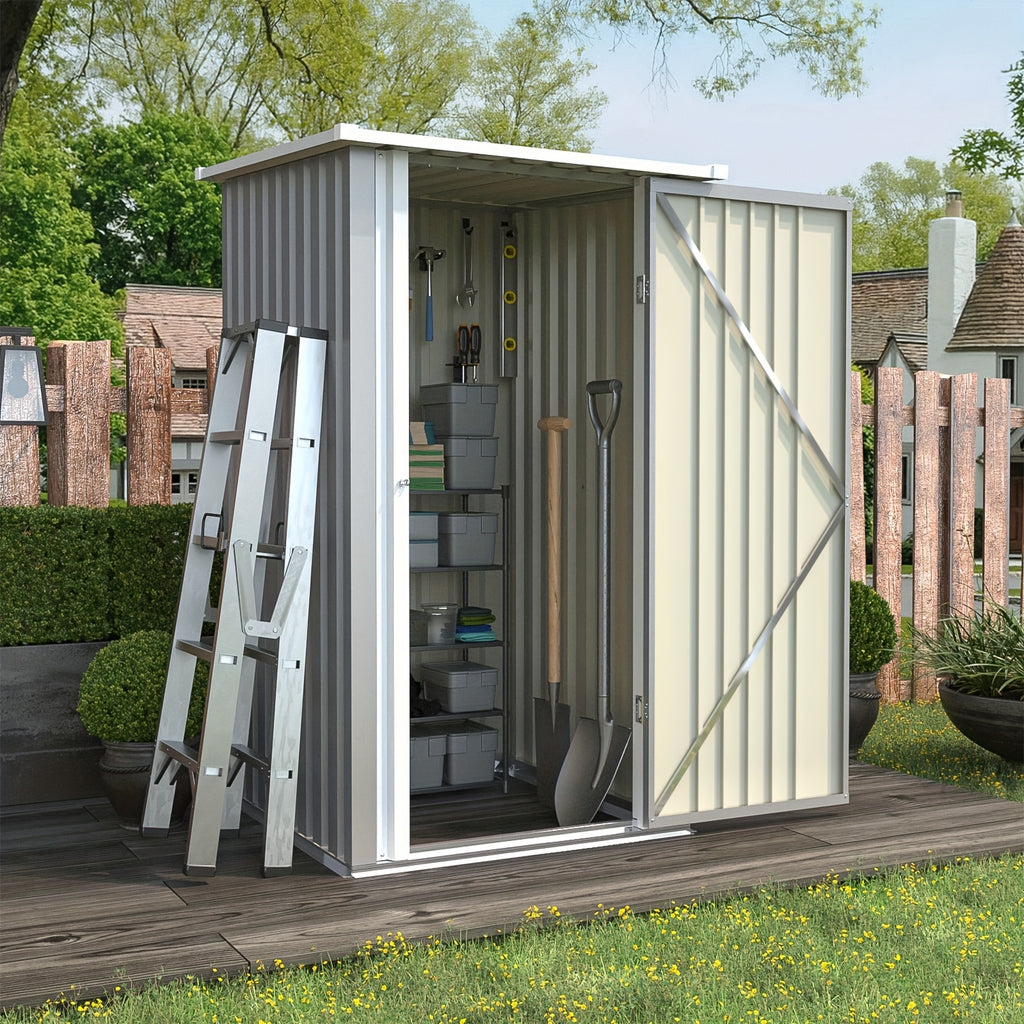 GUNJI 3X3ft Garden Shed Outdoor Storage Shed Metal Shed with Lockable Doors & Slooping Roof Tool Shed Bike Shed for Backyard, Patio, Poolside