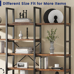 Industrial Bookcase, 71-Inch 5-Tier Triple-Wide Geometric Display Shelf for Home or Office