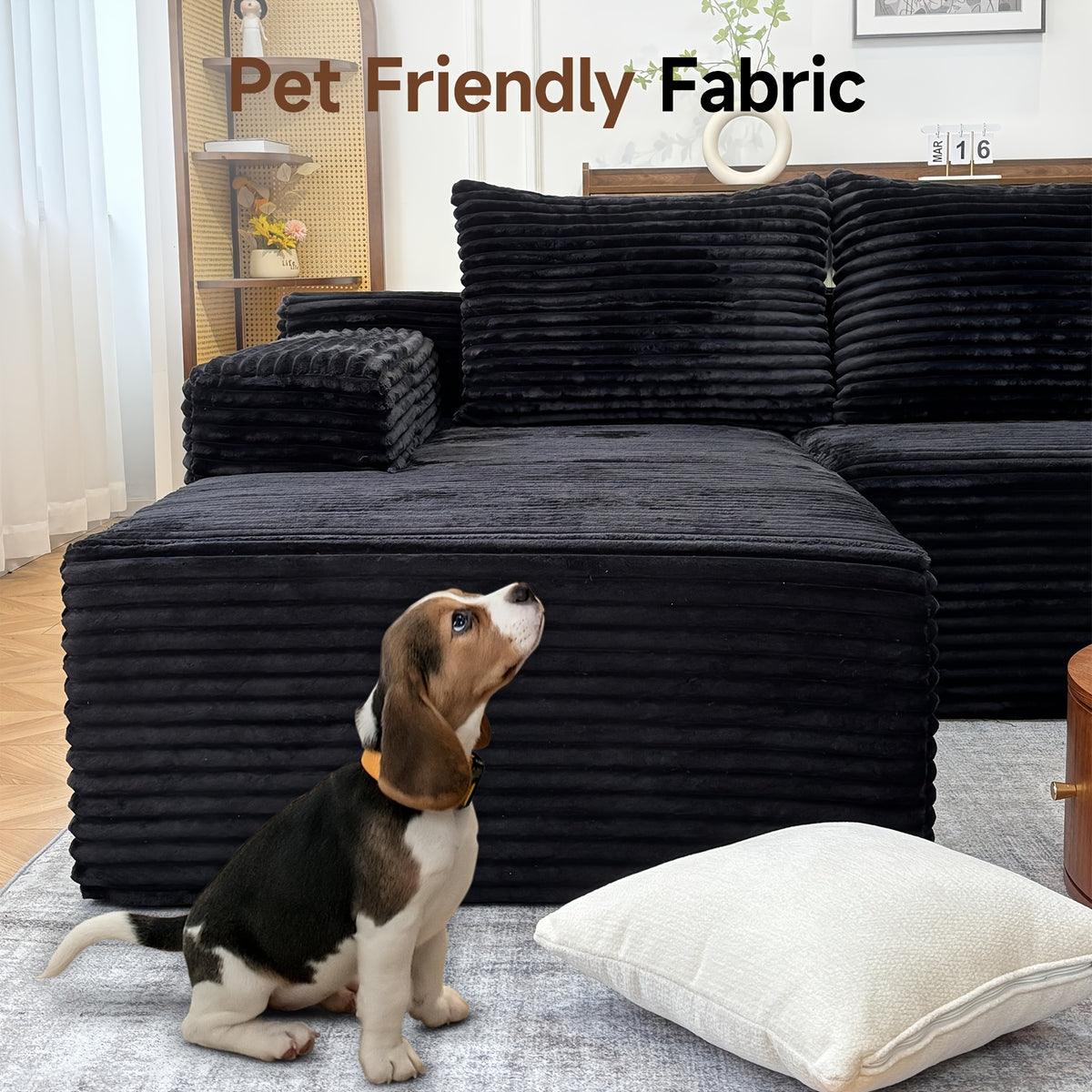 103-inch L-shaped Sofa, a Multifunctional Transforming Compression Sofa Bed with Chaise Lounge, Comes with 2 Throw Pillows, Built-in High-density Supportive Sponge, a No-assembly-required Sofa Chair Suitable for Bedrooms and Living Rooms