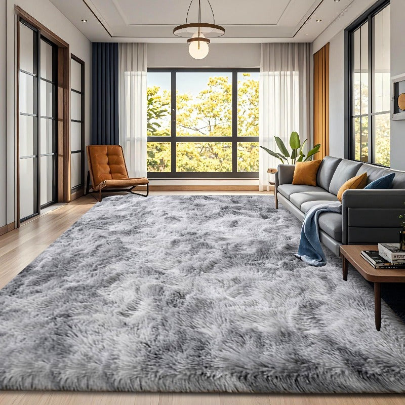 10x14 ft Plush Area Rug, Tie-Dyed Non-Slip Polyester Floor Covering for Bedroom, Hallway, or Game Room