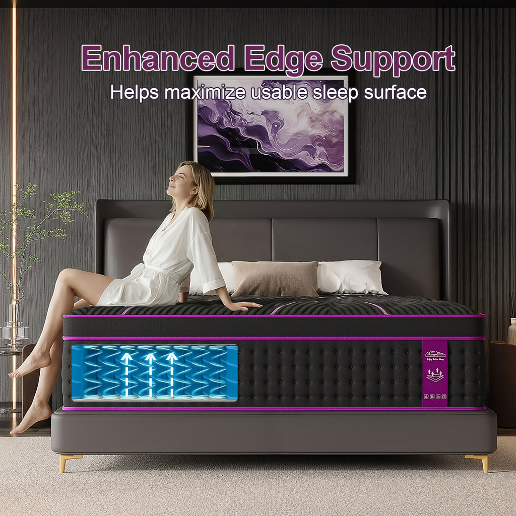 12/14 Inch Memory Foam Mattress Hybrid Pocket Spring Twin Full Queen King Bed Mattress in A Box, Euro Top Medium Firm for Back & Lumbar Support, Individual Pocket Spring Bed for Motion Isolation & Fiberglass Free