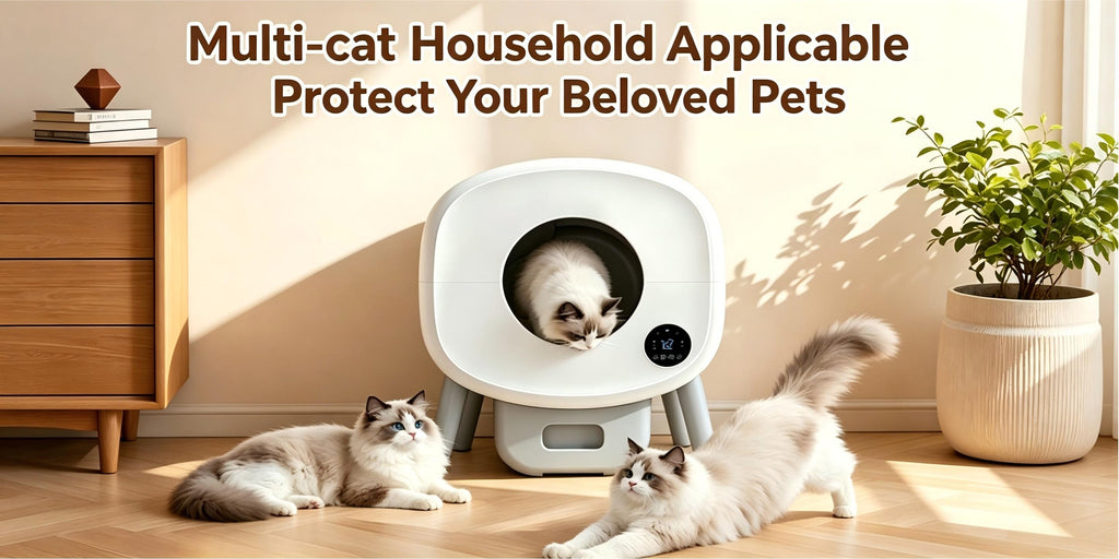 ECORUI Automatic Cat Litter Box, Self Cleaning Litter Box Large Capacity for Multiple Cats, App Control with Safety Sensors, Removable Washable Liner, 2 Rolls Garbage Bags, Grey, Refurbished, Without Battery
