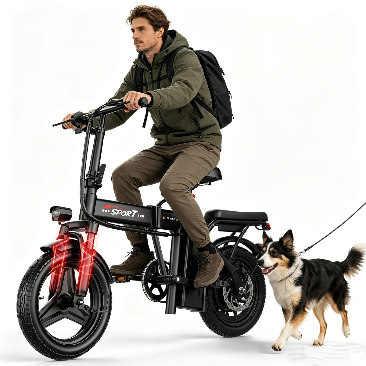 Electric Bike for Adults Teens, 749W Peak Folding Ebike, 25MPH & 25Miles, 48V 15A Portable Electric Mini Bike, Dual Suspension, Commuting Ebike with R-seat