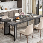 A Spacious Industrial Dining Table Designed for 6 to 8 Individuals, Measuring 71 Inches, Featuring a Robust Metal Frame And a Rustic Brown End, Perfect for Dining Rooms, Kitchens, Or Living Areas