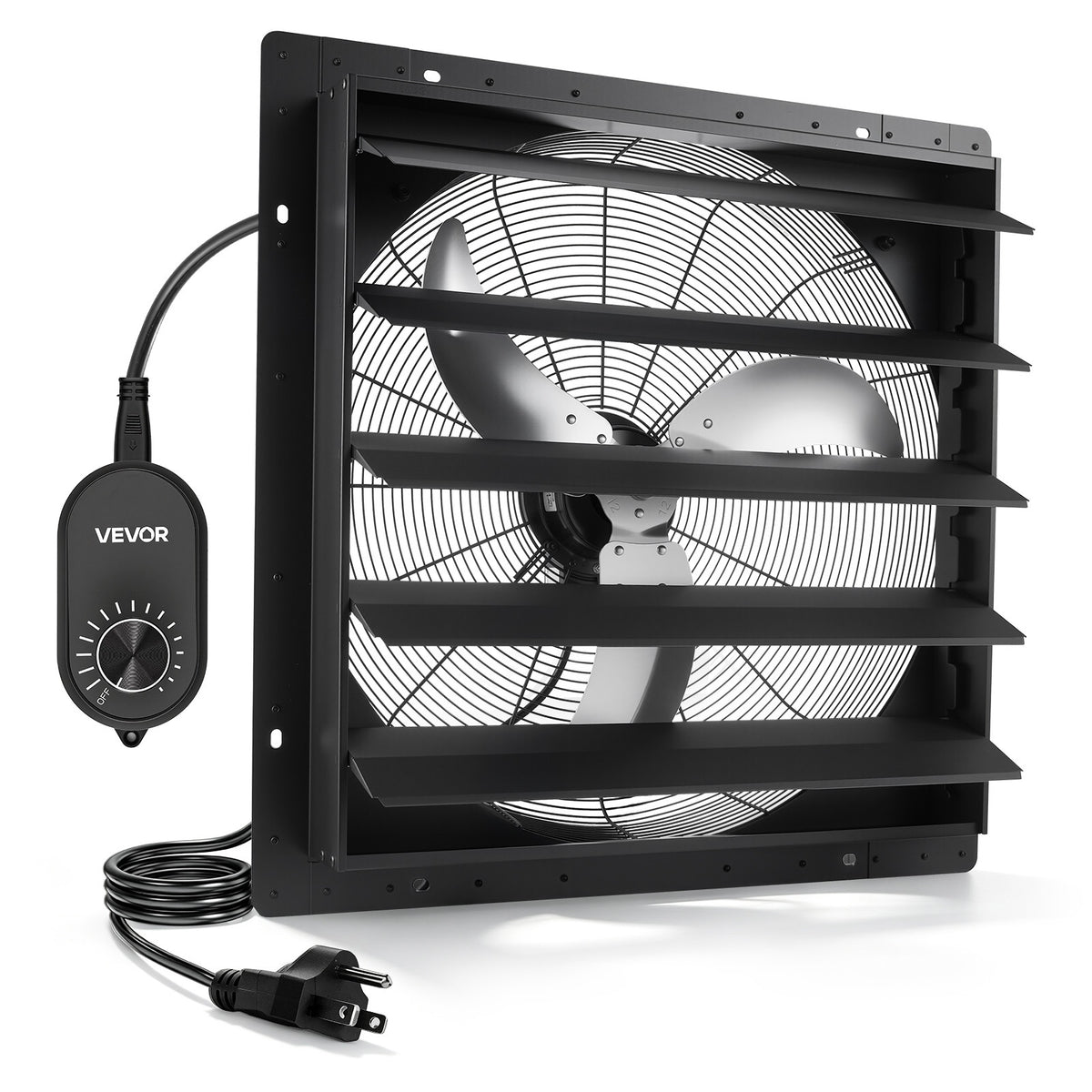 VEVOR 24 in Shutter Exhaust Fan Wall-Mount Automatic Louvers Variable Speed, Sturdy Steel Housing, Low Noise, AC Motor, 7030 CFM Ventilation and Cooling for Attic, Garage, Barn, Greenhouse, Workshop