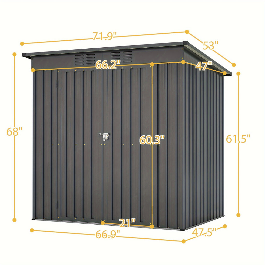 4' X 8' Metal Outdoor Storage Shed, Lean to Storage Shed, Garden Tool Storage House with Lockable Door And 2 Air Vents for Backyard, Patio, Lawn, Black