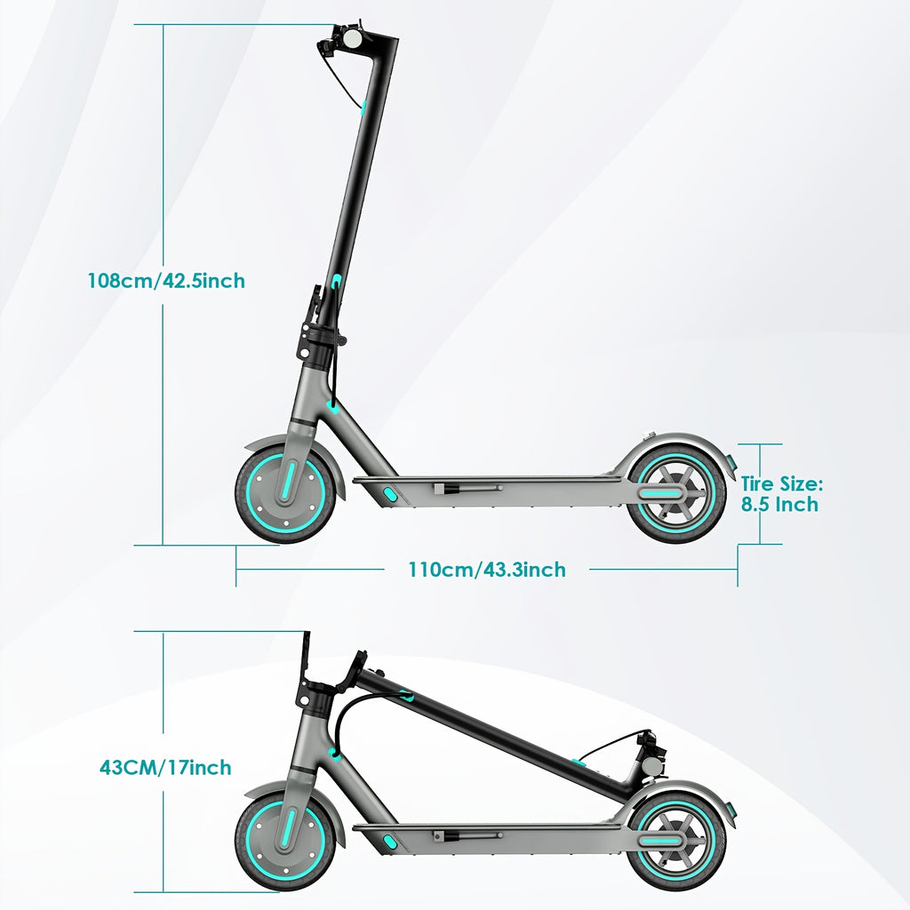 Electric Scooter with 350W Motor, 8.5" Solid Tires, Display, 3-Speed, Long Range 15 Miles, Foldable And Portable - Scooter for Urban Commuting, Suitable for Adults, Gift for Family And Friends