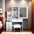 White Dressing Table with Sliding Mirror And Stool 4 Drawers Home High-End Bedroom Dressing Cabinet Integrated Small Apartment