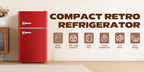 Retro Mini Fridge With Freezer 3.8 Cu. Ft, Small Refrigerator With 7 Level Adjustable Thermostat, Compact Classic Dual Door Fridge Removable Glass Shelves For Apartments, Dorm, Office