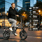 500W Adult Folding Electric Bicycle - 20 MPH, 25-Mile Range, 48V 15Ah High-Capacity Removable Battery, 14-Inch All-Terrain Tires, Dual-Seat Design, Three Riding Modes (Electric, Pedal-Assist, And Pedal), Multi-Functional LCD Display.