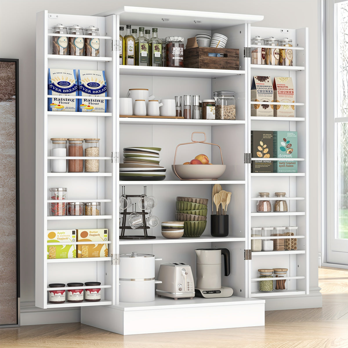 Kitchen Sideboard With Adjustable Shelves, Pantry Cabinet, Freestanding Kitchen Pantry Cabinet, Storage Cabinet For Kitchen Organizer And Storage, Buffet Cupboards For Living Room, Dining Room Use
