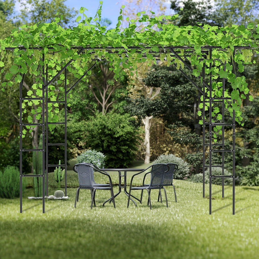 Grape Vine Support Arch Arbor, Garden Arch Trellis, Plant Climbing Pergola, Arbour Gazebo Trellis For Backyard Decoration, Black Rack For Vineyard