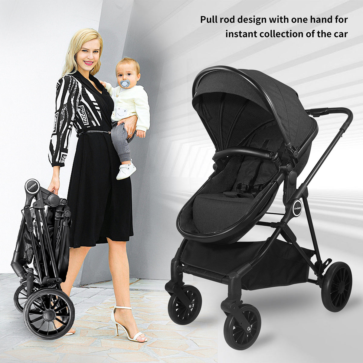 Cochildor 2-In-1 Convertible Foldable Infant Baby Stroller with Reversible Seat And Large Canopy, Mult Position Recline, Canopy with Pop Out Sun Visor And More Umbrella Stroller for Travel, Extra Storage, Spacious Seat, Removable Footmuff
