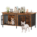 63inch Furniture for Dog Crates, A Double Cage Featuring A Storage Top, Multi-Functional TV Stand Side Table for 2 Large Dogs, Indoor Pet Cage