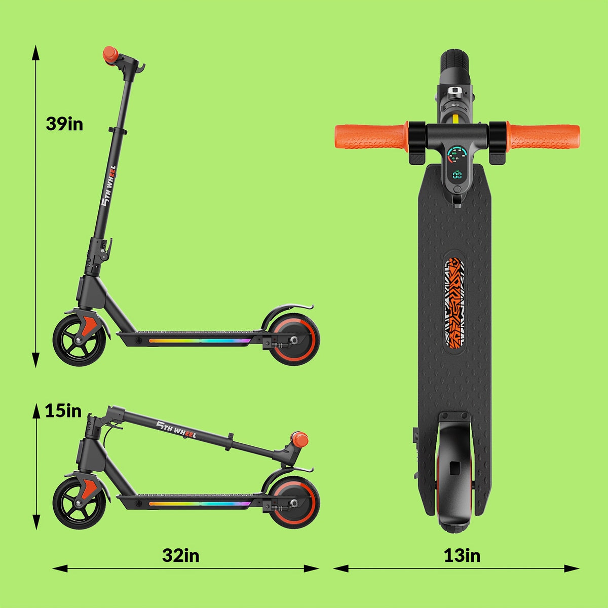 Foldable Kids Electric Scooter with 130W Motor & 10 MPH Speed, 5-Mile Range, 3-Speed Modes, Adjustable Height, Suspension & Rear Brake Suitable for Boys & Girls 6-12 Years, Compact for Short Trips,, Plug