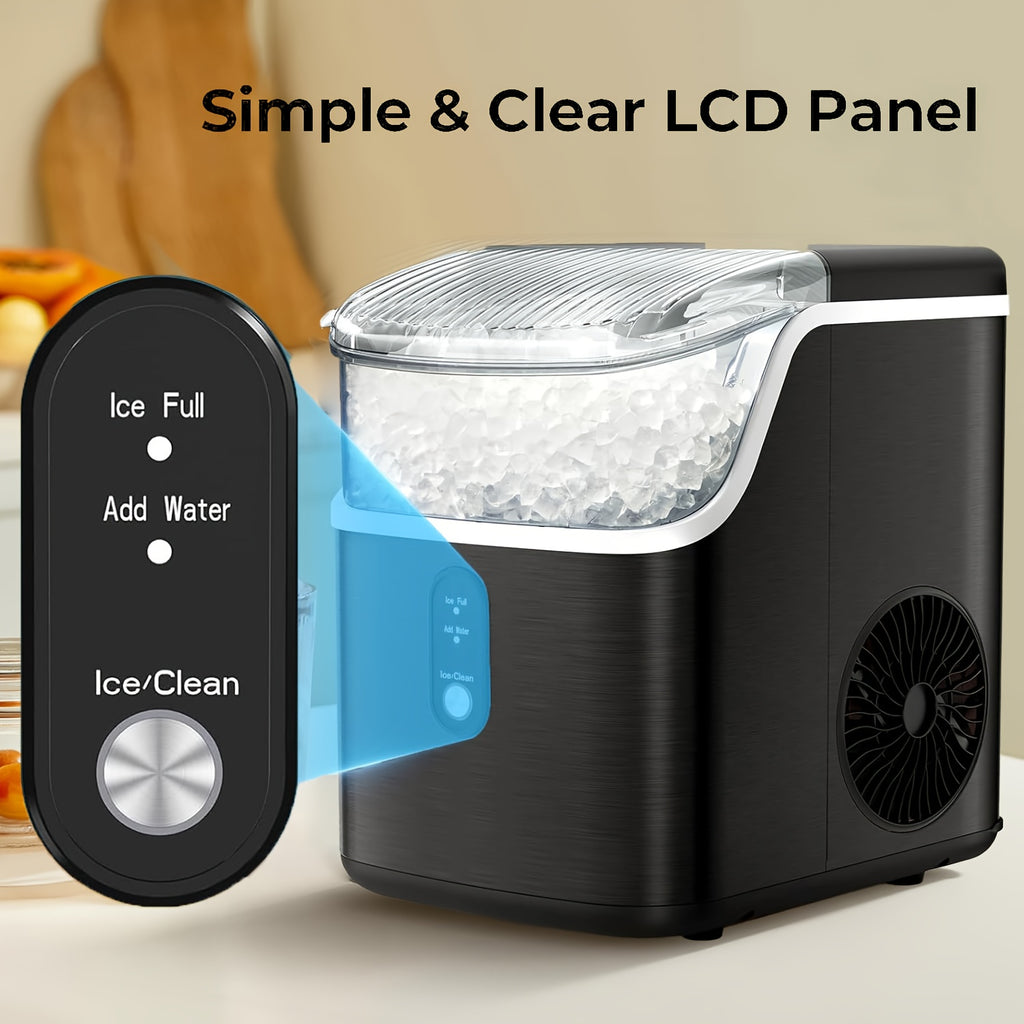 Countertop Nugget Ice Maker, Self-Cleaning Ice Machine with Ice Scoop And Basket, Portable Ice Maker Machine, 35Lbs in 24Hrs, Perfect for Home/Kitchen/Camping/Rv
