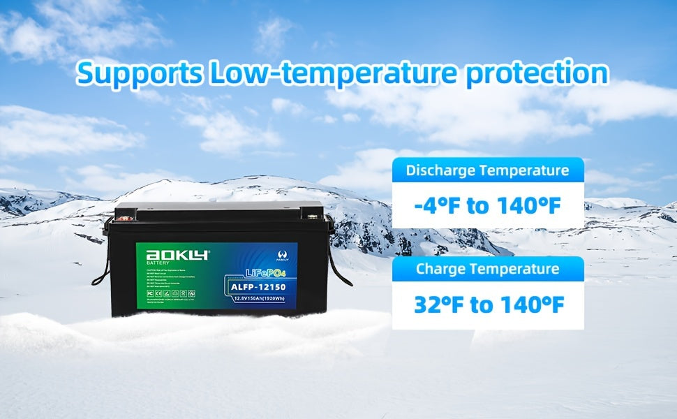AOKLY 12V Lithium RV Battery with Capacities of 100Ah Or 150Ah, Designed for Deep Cycle Use, Suitable for Off-Grid Power Applications in Homes And Outdoor Settings, And Compatible with Solar Panels