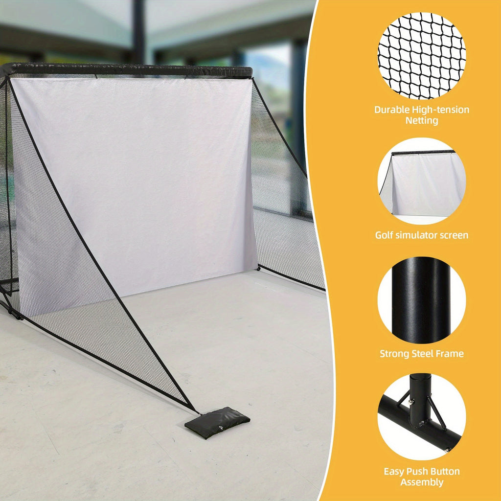 Cozerex 10X7Ft Golf Hitting Net Featuring a Sturdy Steel Frame, This Spacious Golf Driving Net Includes Side Nets to Catch Stray Balls, And Comes with a Simulator Cloth to Enhance Your Skills, Suitable for Backyard, Indoor, And Outdoor Use