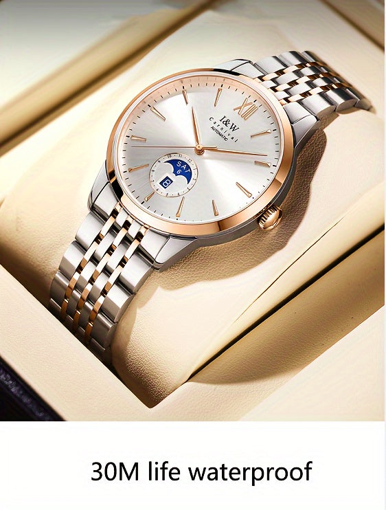 Carnival High-end Brand Mechanical Watches for Men Stainless Steel Faux Sapphire Mirror Fashion Sports Watches for Men Holiday Gifts