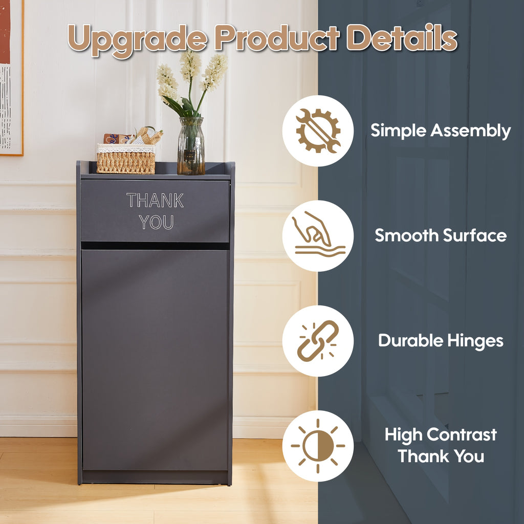 Large 40-Gallon Wooden Waste Bin with a Tray Top, Featuring a Spacious Design, Easy-To-Clean Surface, And Compact Storage, Perfect for Offices, Restaurants, And Kitchen Cabinets