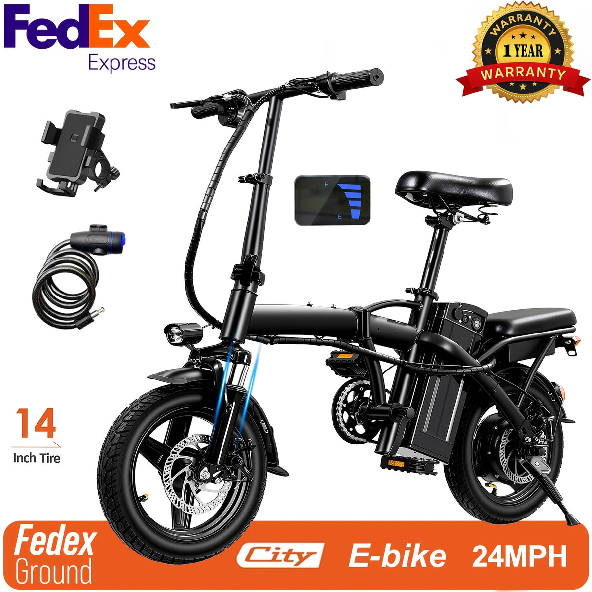 High Performance Adult Electric Bicycle, Portable Design Foldable Electric Bicycle, 500W Motor And 48V 10Ah Battery, 16-24 Mph Speed, Dual Disc Brakes, 14 Inch Electric Bicycle with Pedals, Suitable Gift for Teenagers