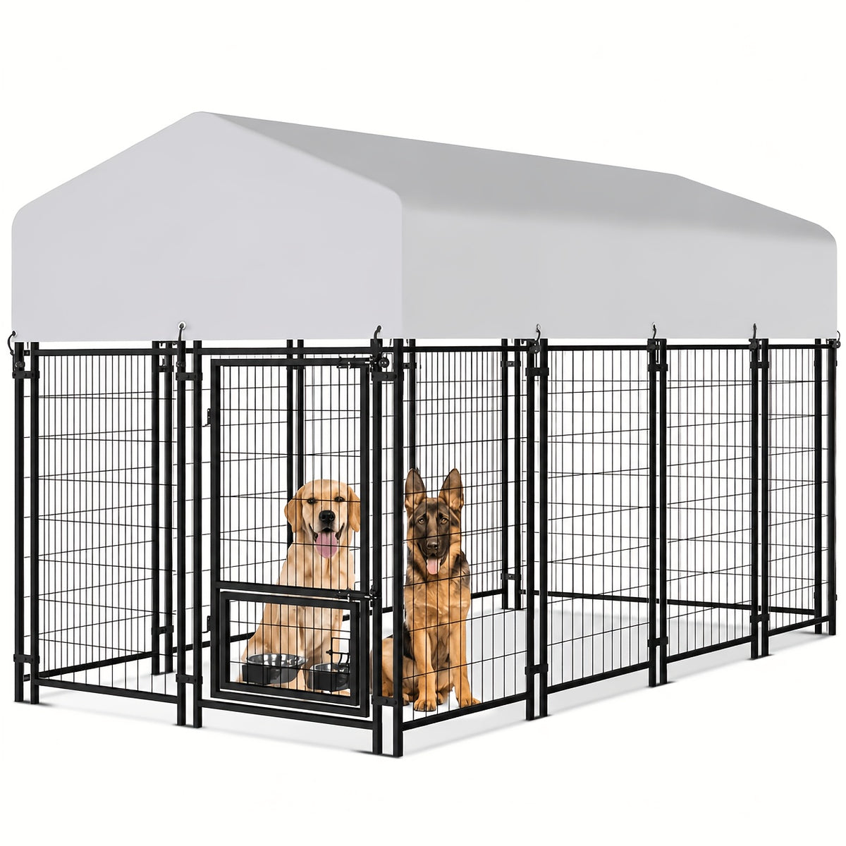 Towalker 8X4X5Ft Outdoor Dog Enclosure for Large Breeds, Heavy-Duty Welded Wire Playpen for Outdoor Use, Recently Enhanced Security Door Lock And Panel Connector/Uv-Resistant Roof Cover