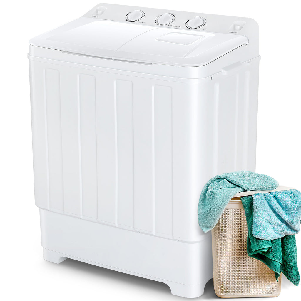 30lbs Portable Washer, Twin Tub Washer and Dryer Combo Laundry Washing Machine, Semi-Auto Washer Machine with Wash & Dehydration, 19Lbs Washer 11Lbs Spinner Laundry Appliances for Home, Apartment, Dorms, RV, Ship Cabins, Offices, Bathroom, Balcony