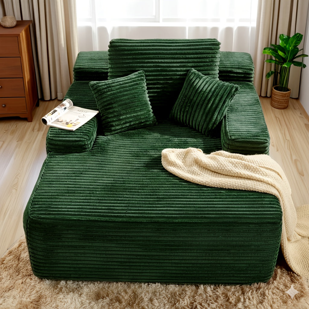 Indoor Lounge Chair, 47.24'' Flannel Upholstered Boneless Sofa Bed, Deep Seat Sleeper Sofa Reading Chairs, Comfy Cloud Couch for Living Room, Bedroom, Movie Room, No Assembly Required (Black, Gray, Green, White)