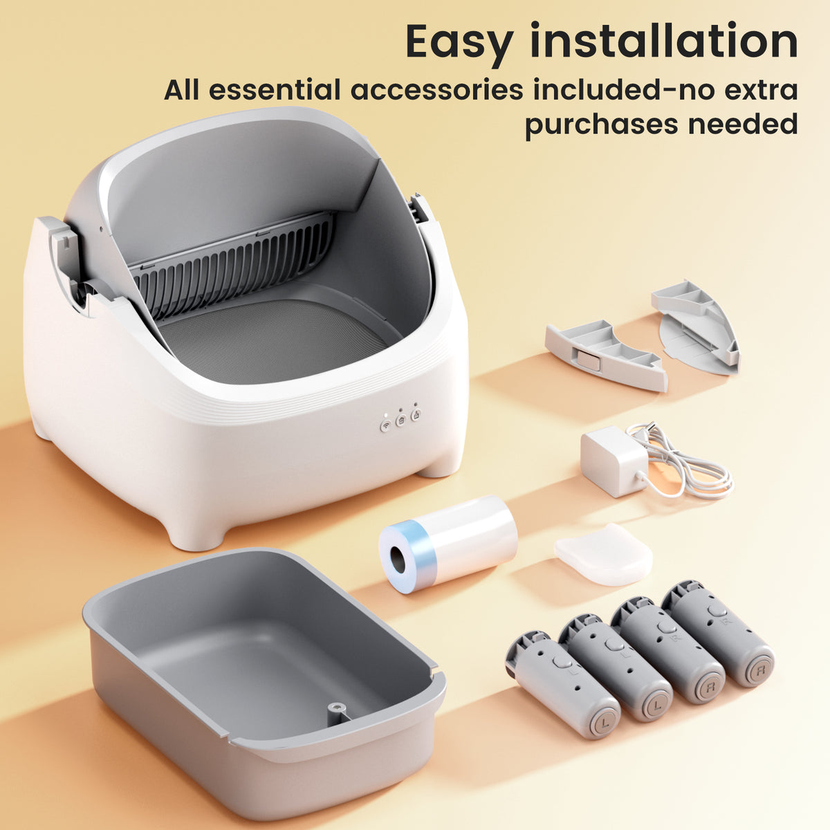 Self Cleaning Cat Litter Box, Automatic Kitty Litter Boxes For Multiple Cats, Built In Ambient Light, Double Odor Removal Safety Protection With App Control, Contain 1 Rolls Liners Bags And 1 Brush, Ideal For Helloween And Chritsmas Gift