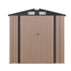 6X4/8X6/10X8/10X12Ft Gable Roof Metal Storage Shed, Heavy Duty Outdoor Garden Shed with Lockable Doors And Vents, Weather-Resistant Utility Shed for Backyard Tools, Brown/Black