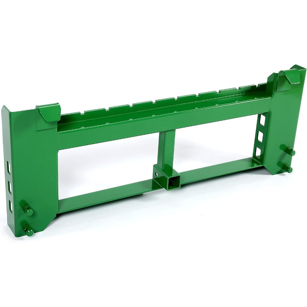 Trailer Pallet Fork Frame Attachment Compatible with 200 300 400 500 Series Loaders Skid Steer Hitch Rated 3000 LB Recciver Alloy Steel Green
