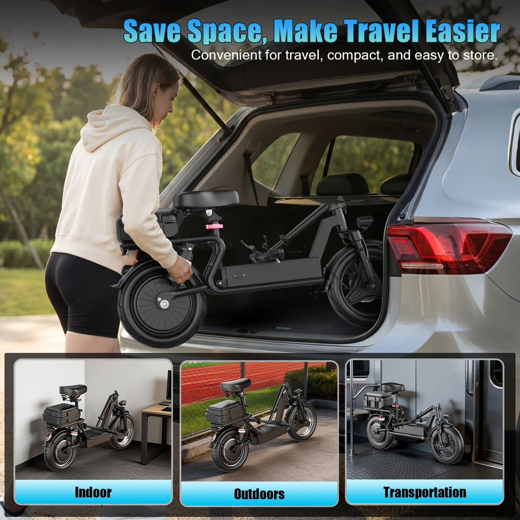 749W Peak Power, 48V 15AH Electric Scooter for Adults, 19.9MPH with Seat and Basket, 35 Miles Range, 14-inch Tires - the Ideal Companion for Your Commuting and Shopping Needs!