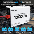 LVYUAN Power Inverter, 10, 000 W (Peak), 12V DC to 110V/120V AC Converter, Suitable for Homes, Rvs, Boats, Off-Grid Solar Systems, And Vehicles. Features USB Charging Ports, 4 AC Power Outlets, Dual USB Ports, an LCD Display, And A Remote Control