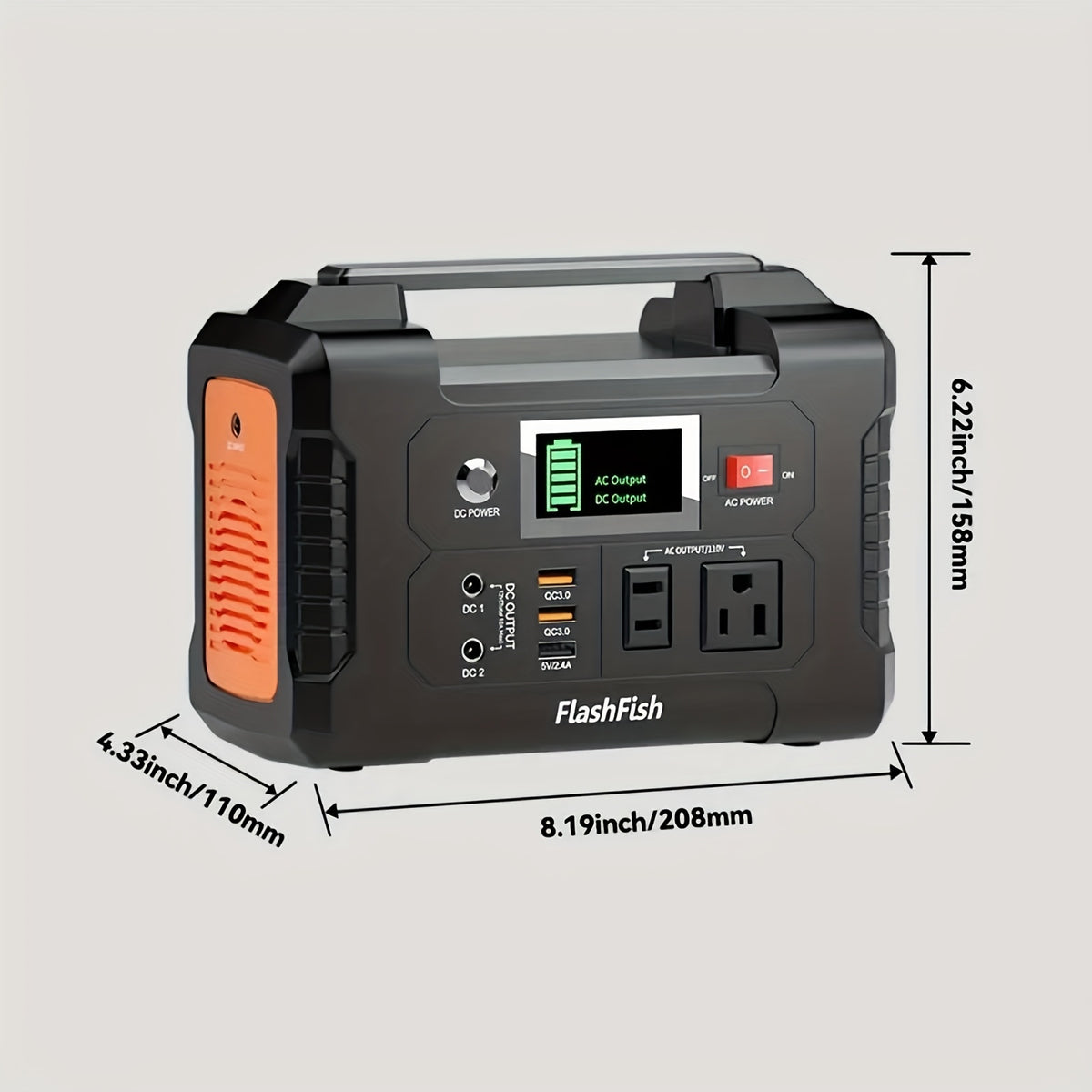 Portable Power Station Flashfish 151Wh with 200W AC Outlet and 60W Solar Panel for Camping and RV Backup