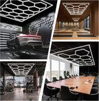 High-brightness LED Garage Light. Hexagonal Honeycomb Garage Light, Barber Shop Ceiling Light, Modern Design, Single Tube 850 Lumens, Framed LED Light Total 58650 Lumens