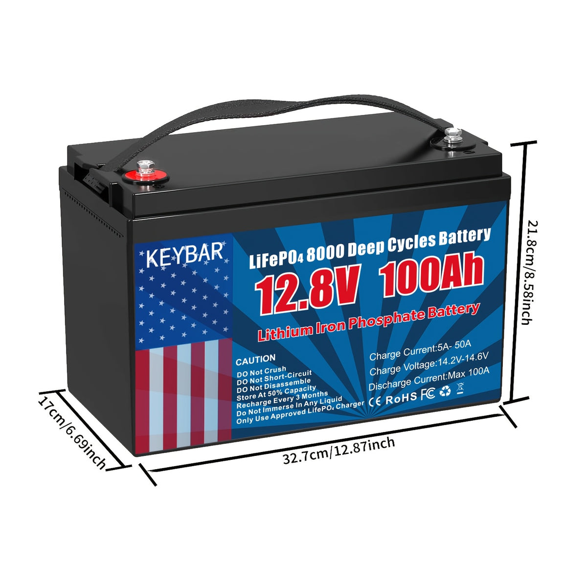 12V 100Ah LiFePO4 Battery, Built-in 100A BMS With Low-Temp Protection, Group 31 Deep Cycle Lithium Battery, Up To 8000-15000 Cycles, Perfect For Trolling Motor, RV, Solar Power, Off-Grid, Marine