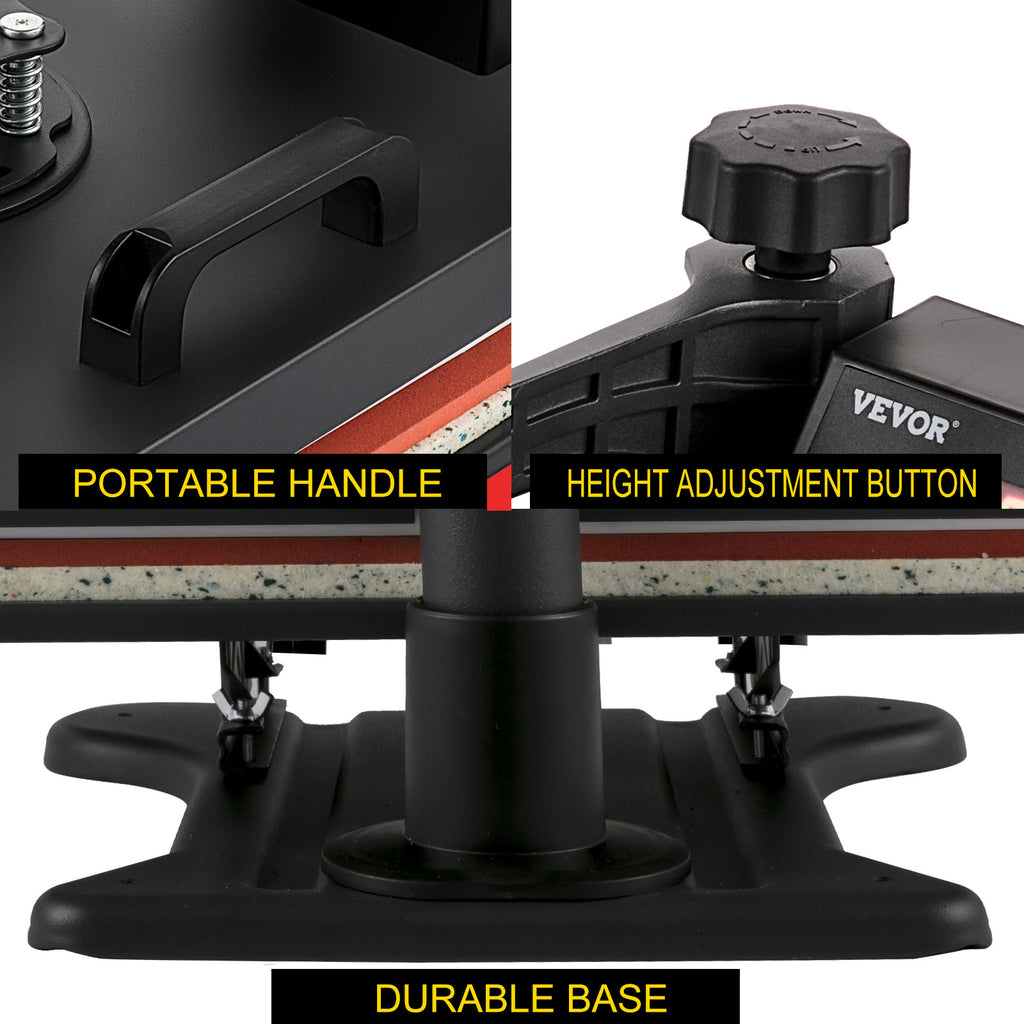 VEVOR Heat Press 15x15 Inch 8 in 1 Heat Press Machine Digital Multifunctional Sublimation Heat Transfer Machine Dual LED Display 360 Degree Rotation Swing Away for Printing T Shirts Hat Mug Cap Plate